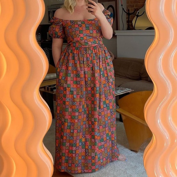 Coco Shop Short-Sleeve Maxi Dress in Navy Checkerboard - Picture 15 of 16